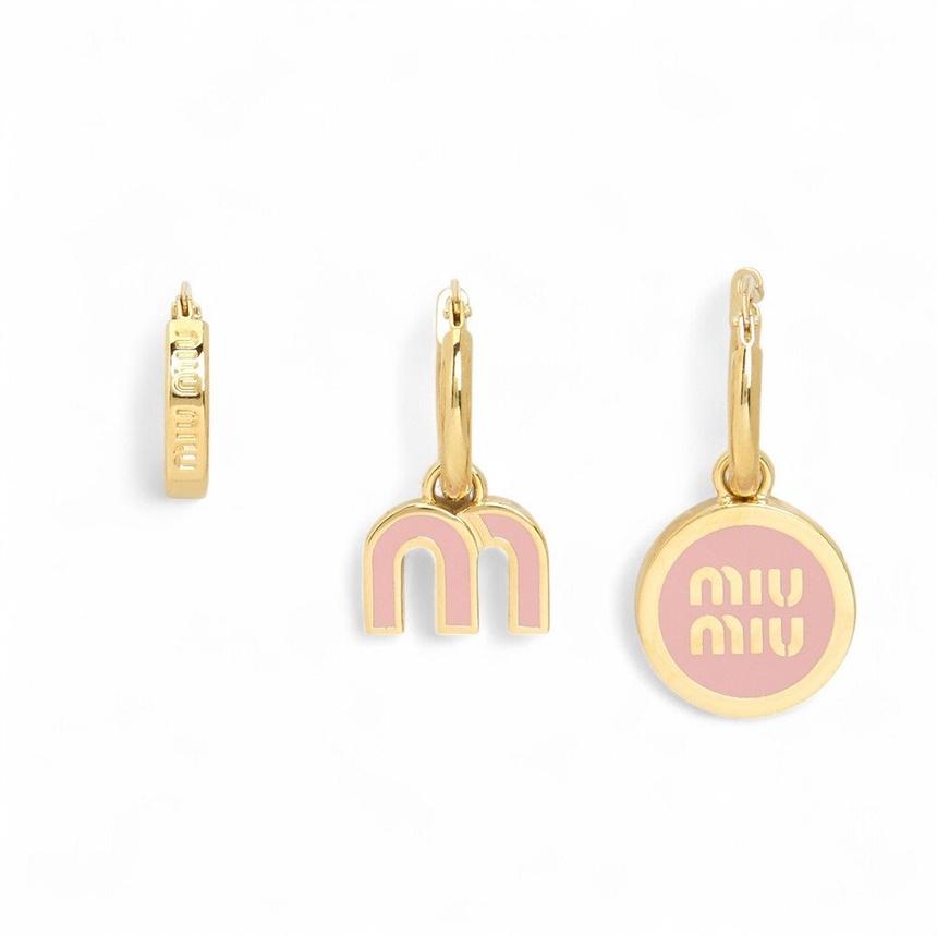 Miu Miu Gold-Tone Logo Stud Earrings Set