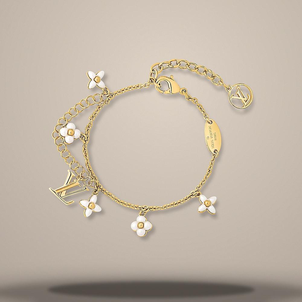 Louis Vuitton LV Floragram Bracelet Gold-Tone Adjustable 15-20cm M8932U