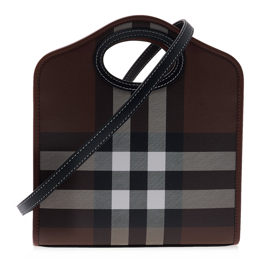 BURBERRY Mini Pocket Bag Women’s Tote Beige Canvas Leather Trim