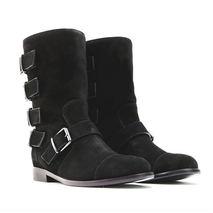 Giuseppe Zanotti Tundra Leather Mid-Calf Boots I37112 NERO