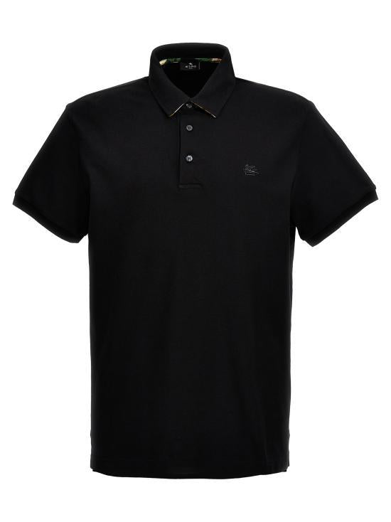 Etro Black Cotton Polo Shirt for Men
