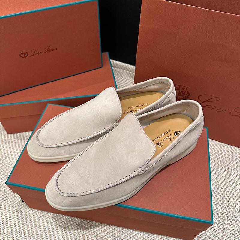 Loro Piana Men’s Suede Classic Moccasin Loafers Beige