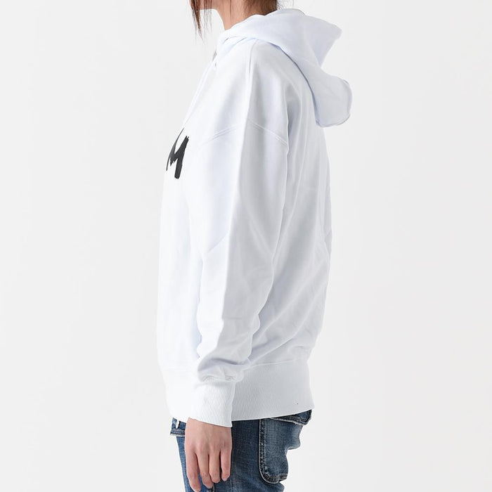 MSGM Brushed Logo White Hoodie Sweatshirt Women