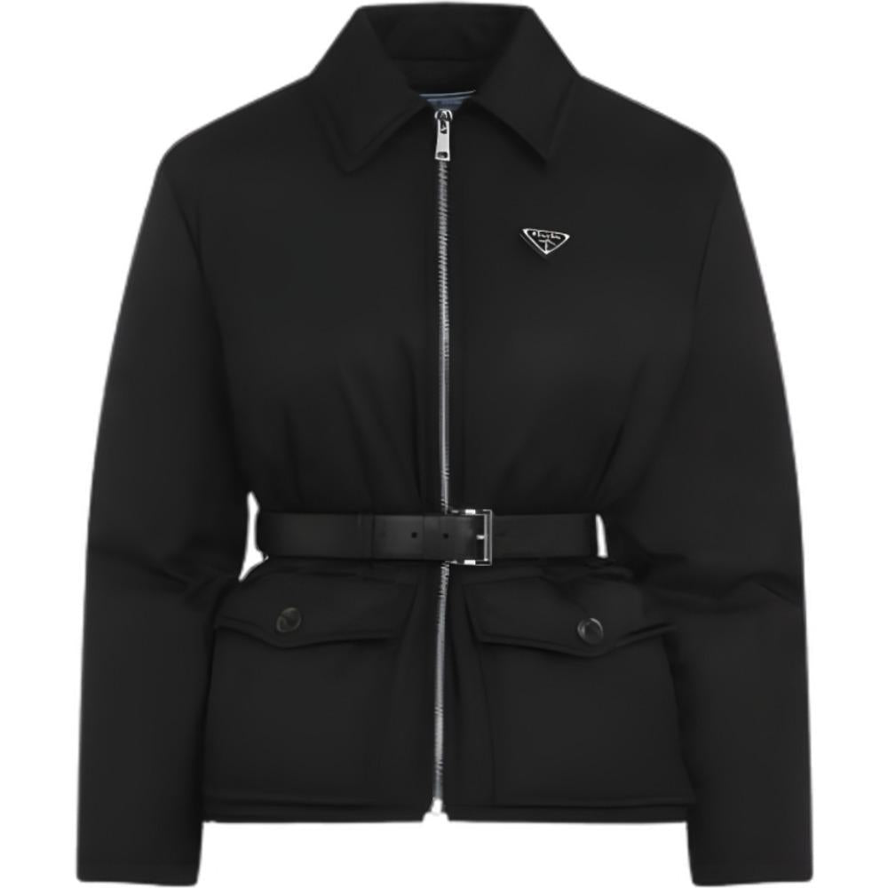 PRADA Re-Nylon Goose Down Belted Jacket Black