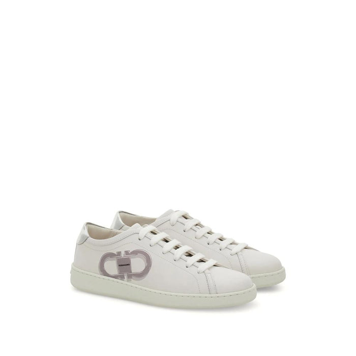 Ferragamo Double Gancini Low Top Leather Sneakers Women