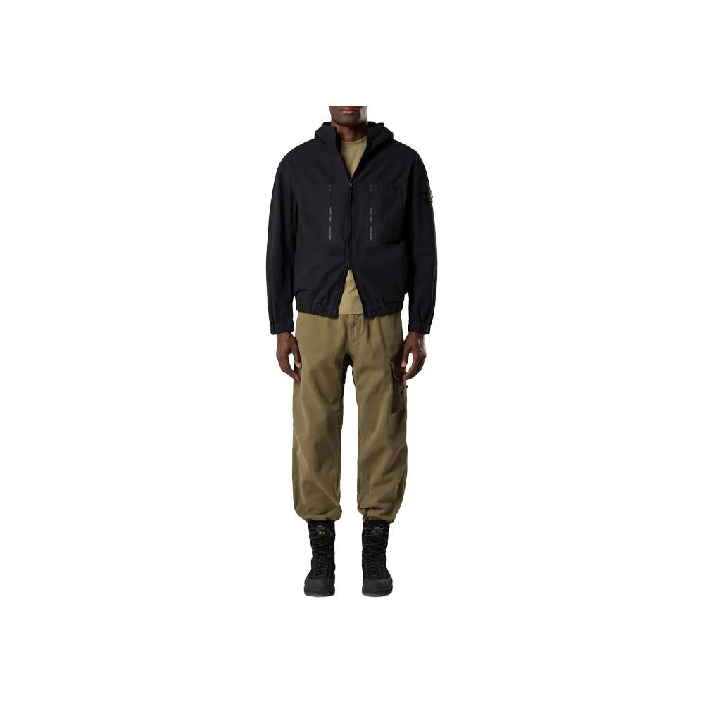 STONE ISLAND Cotton Ripstop Overshirt Long Sleeve Shirt Black