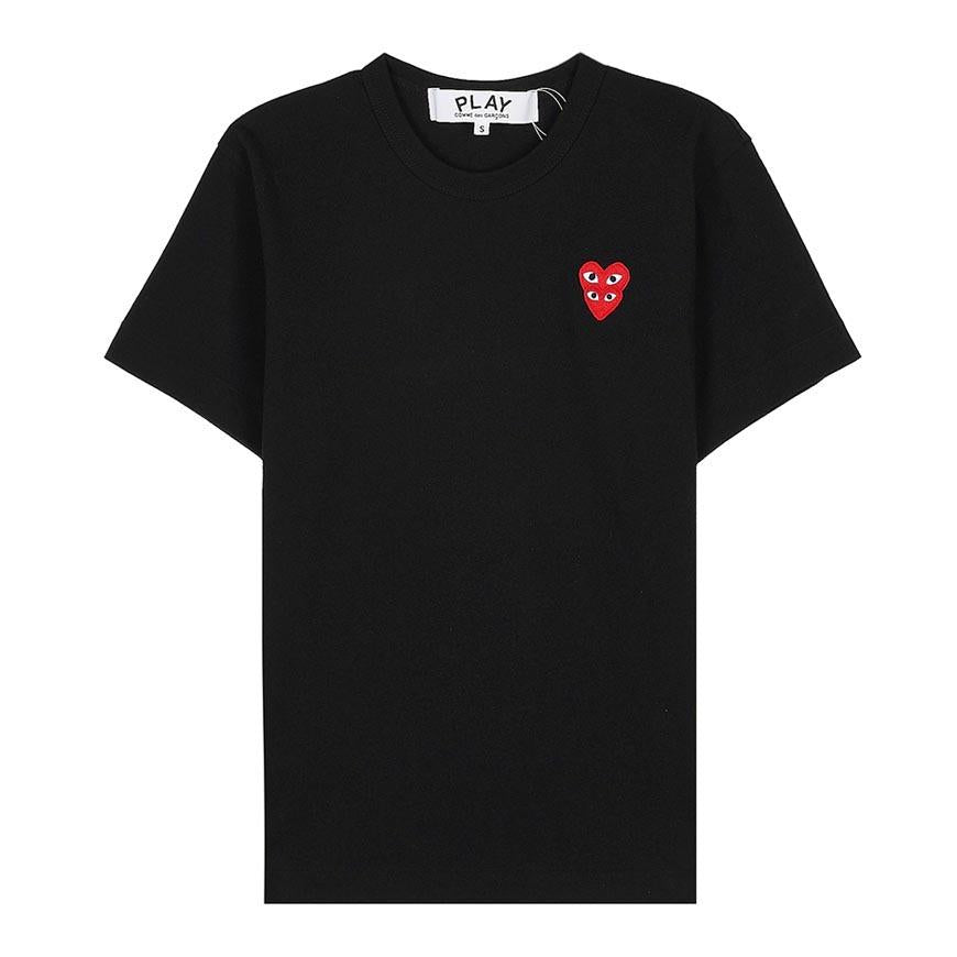 Comme des Garcons Unisex Double Heart Patch T-Shirt AZ T288 051 BLACK