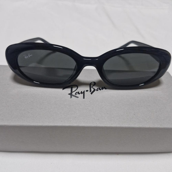 Ray Ban Black Frame Dark Gray Lens Oval Sunglasses Low Bridge Fit