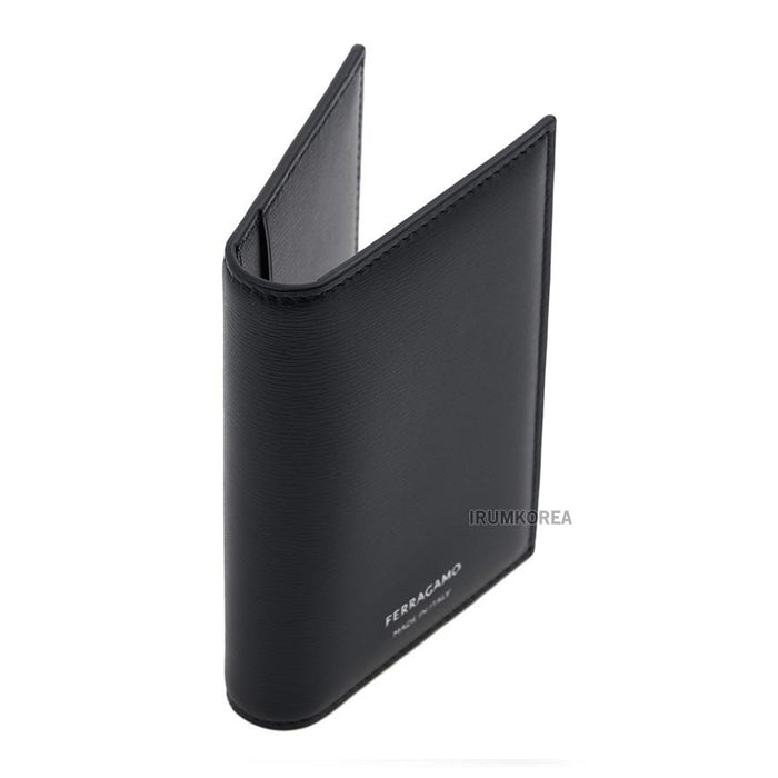 Ferragamo Black Leather Credit Card Holder for Men