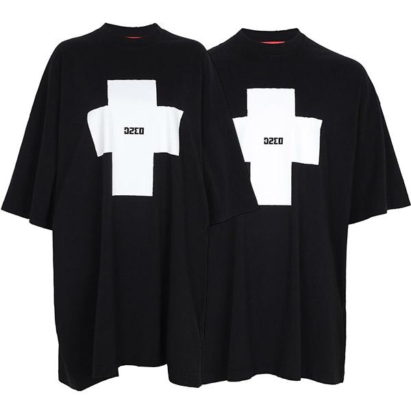 032c Washed Black Oversized Point Zero T-Shirt S25 URC 0152 050 W