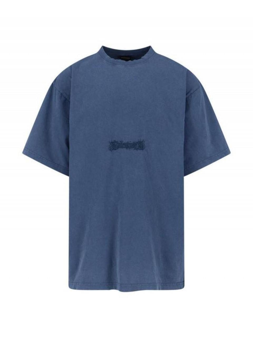 BALENCIAGA Logo Print Cotton T-Shirt Gray Men
