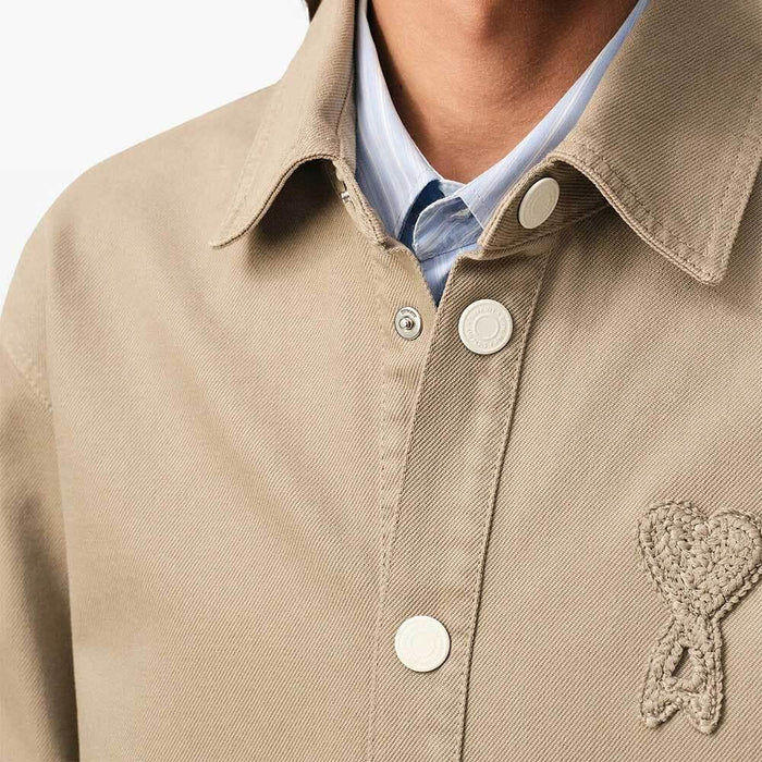 AMI Cotton Knit Ami de Coeur Overshirt Men’s Long Sleeve Shirt