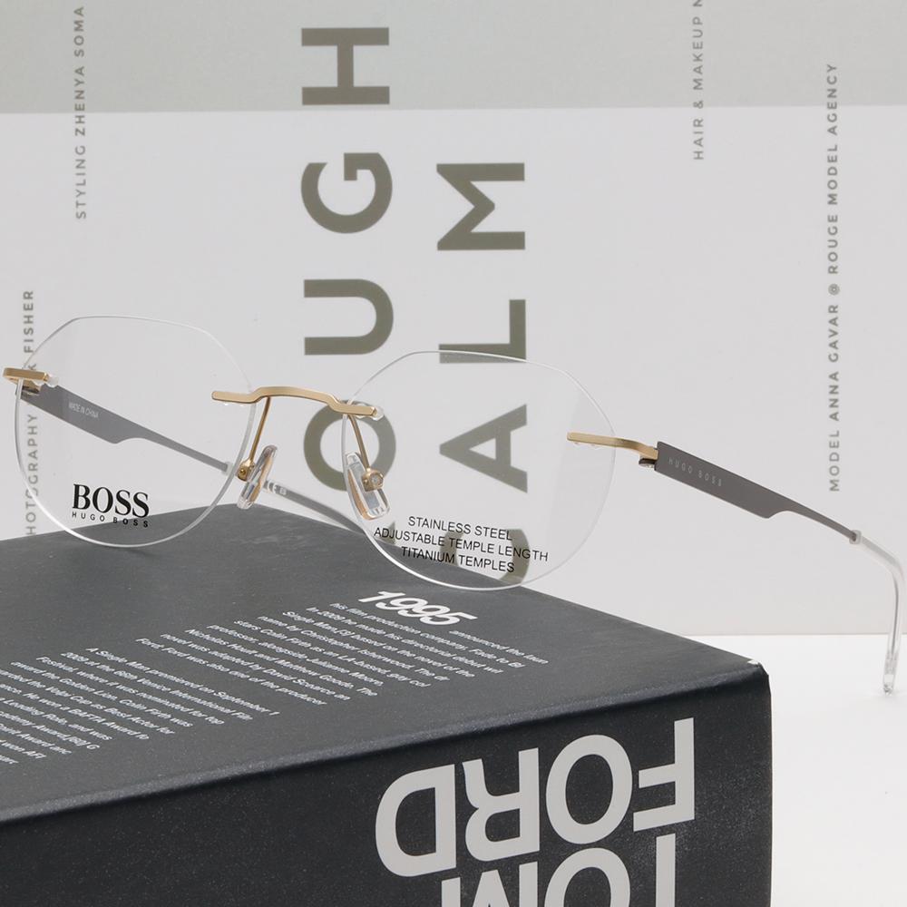 HUGO BOSS Titanium Rimless Eyeglass Frames Unisex BOSS 1265D AOZ