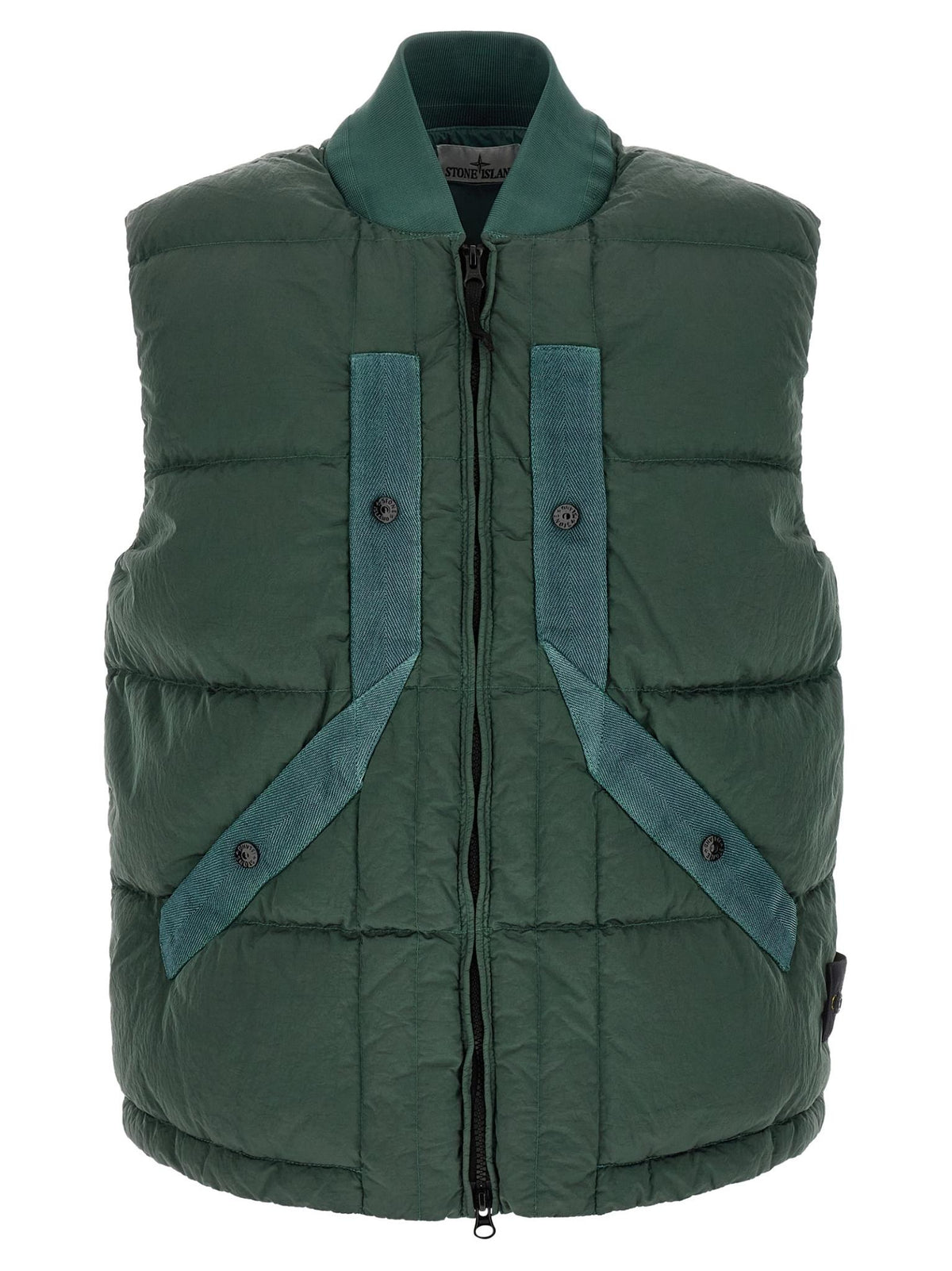 STONE ISLAND Black Nylon Down Puffer Vest for Men