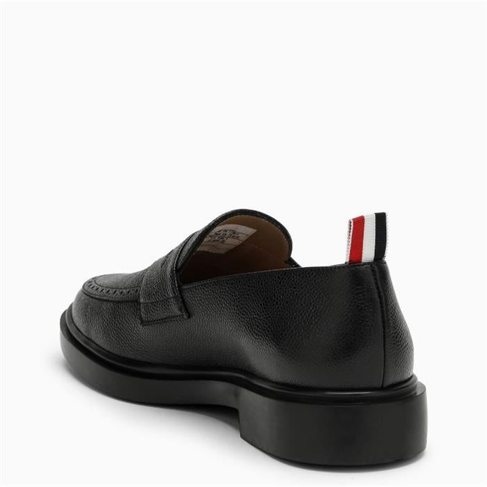 THOM BROWNE Black Leather Penny Loafers MFD054G