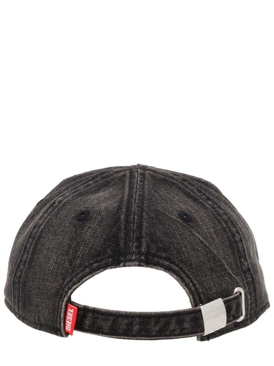 DIESEL Black Cotton Baseball Cap for Men