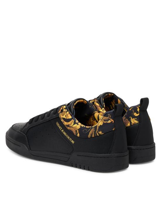 Versace Black Gold Leather Sneakers 79YA3SD6ZPB38G89