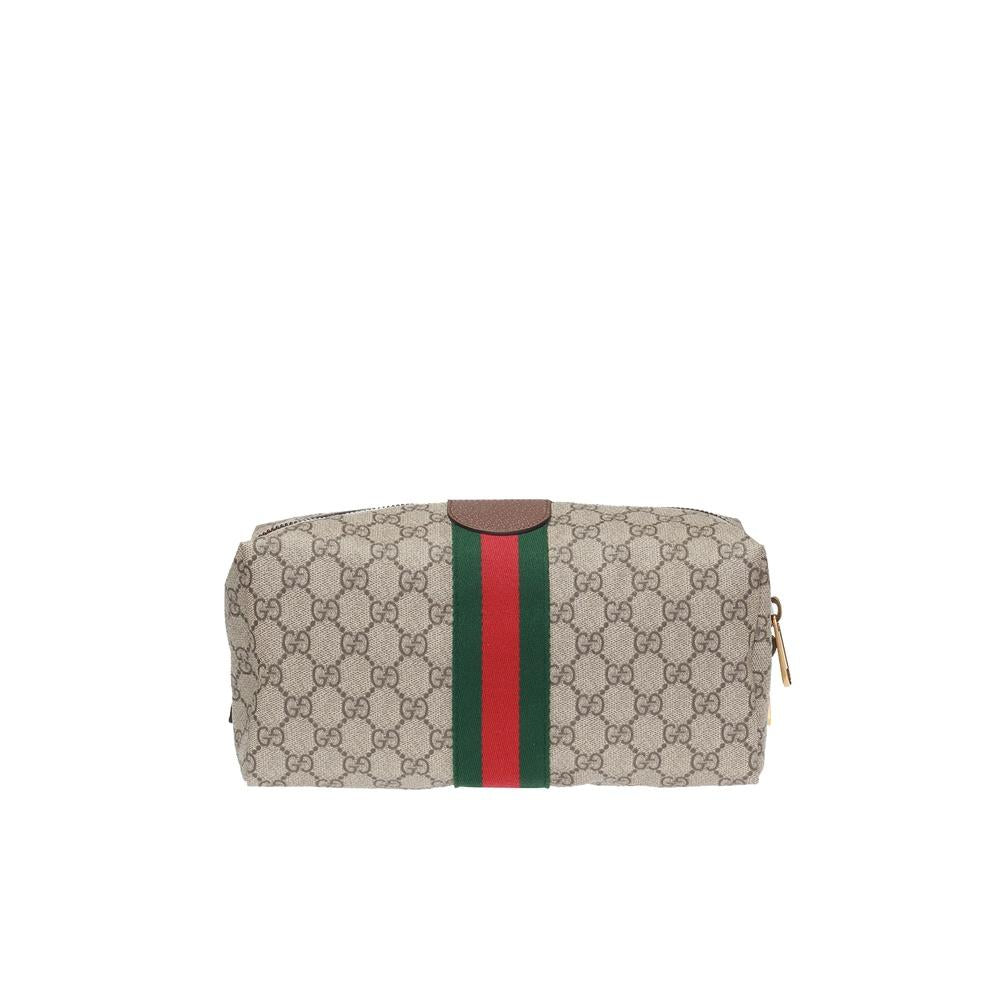 GUCCI Ophidia GG Brown Coated Canvas Zip Pouch Clutch