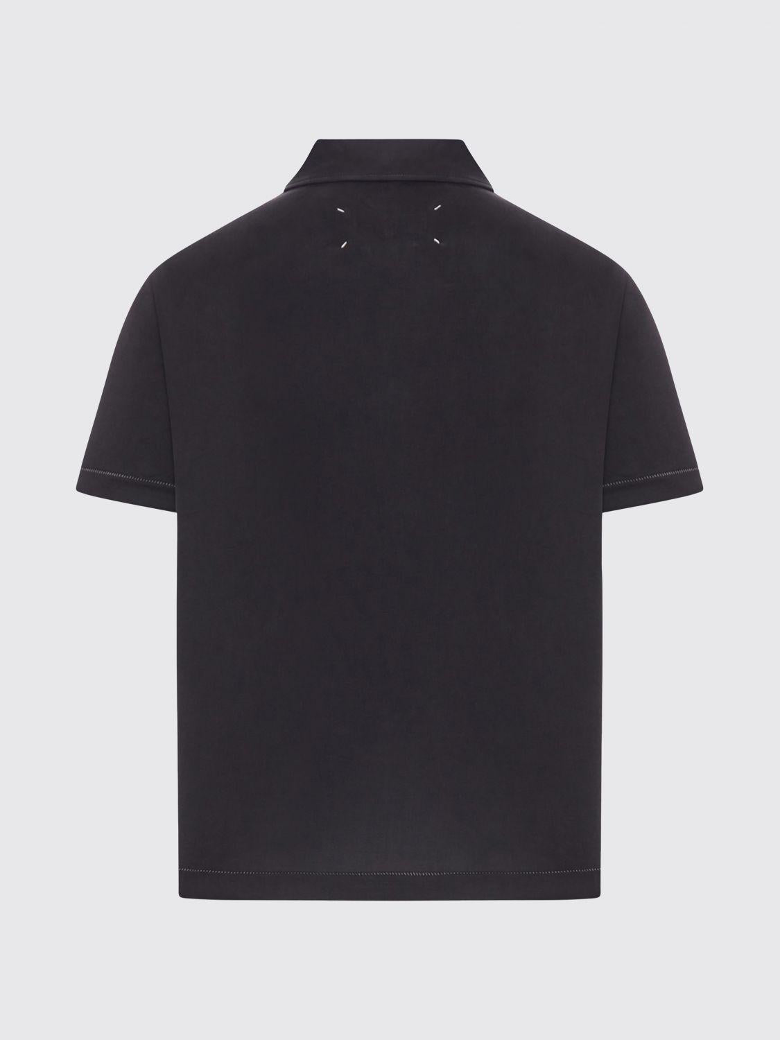 Maison Margiela Black Cotton Short Sleeve Polo Shirt