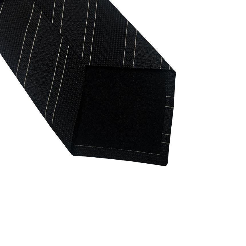 GUCCI Black Stripe Silk Tie