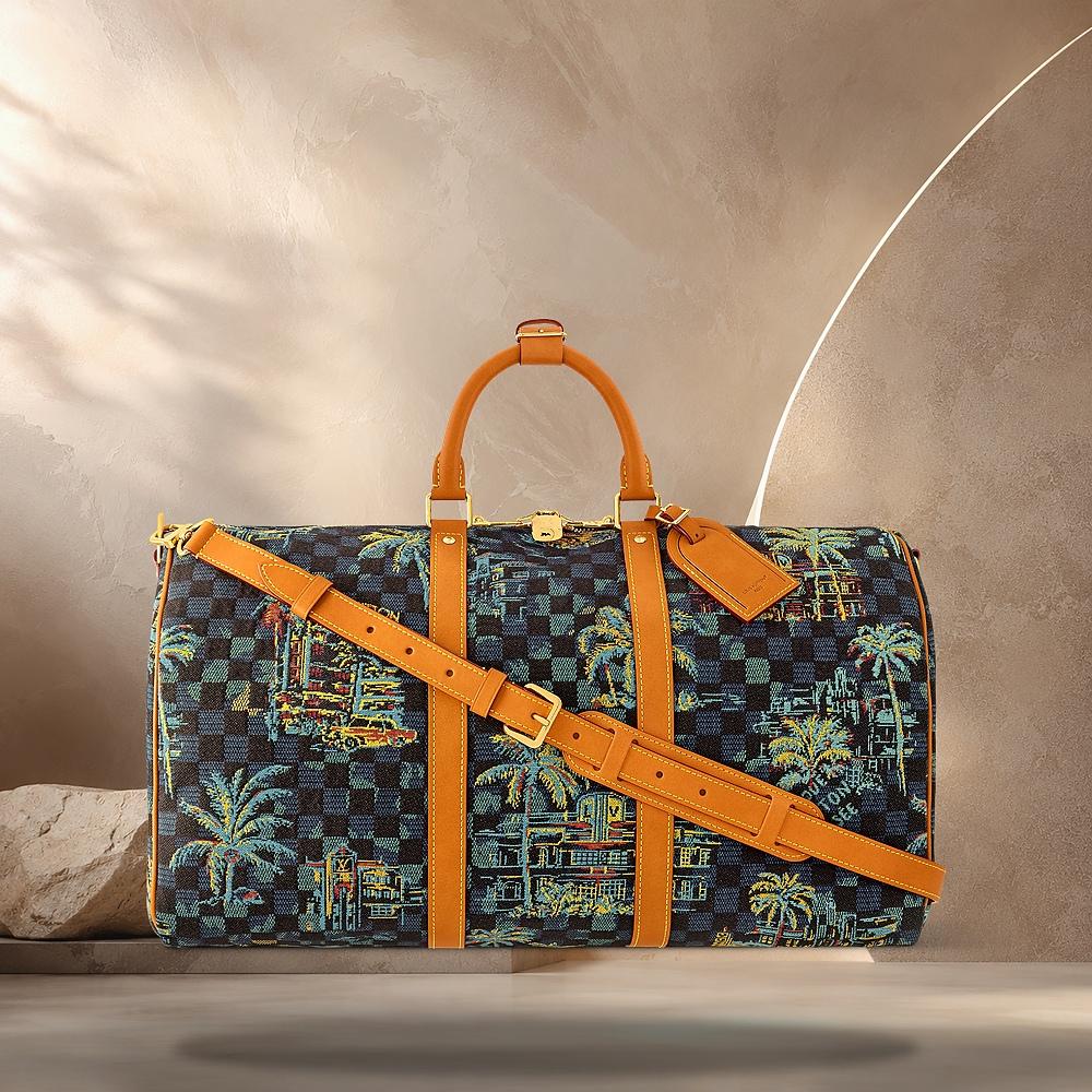 Louis Vuitton Keepall Bandouliere 50 Marina Blue Tote Bag N00227