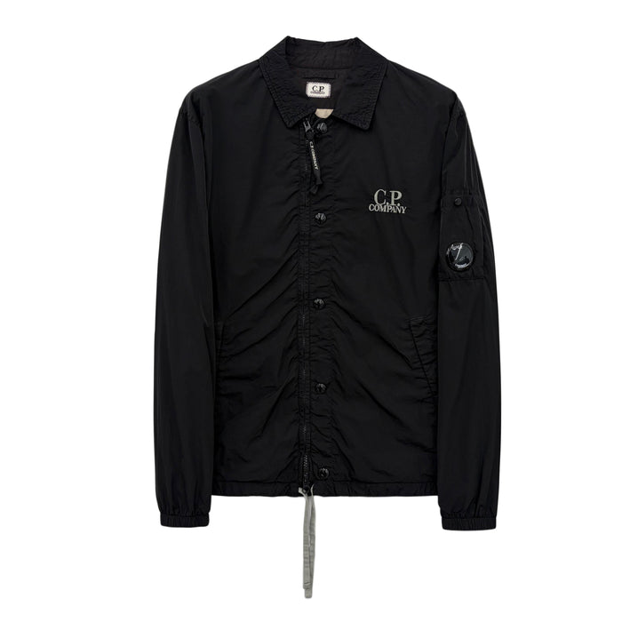 CP Company Graphic Zip-Up Overshirt Black Men's Jacket CMOS 007A