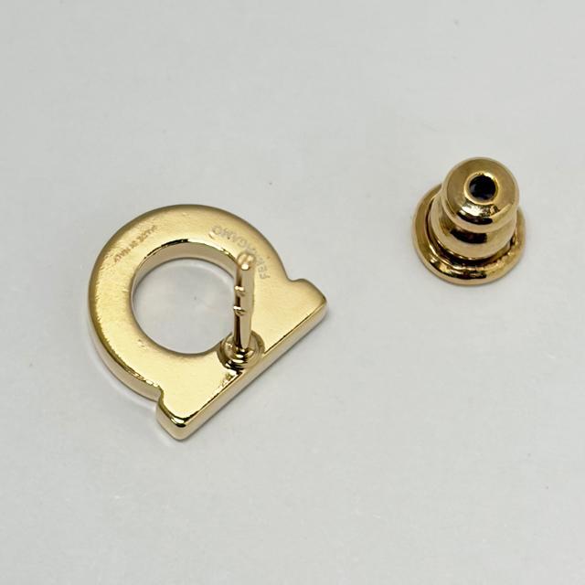 Ferragamo Gancini Crystal Earrings Gold-Tone