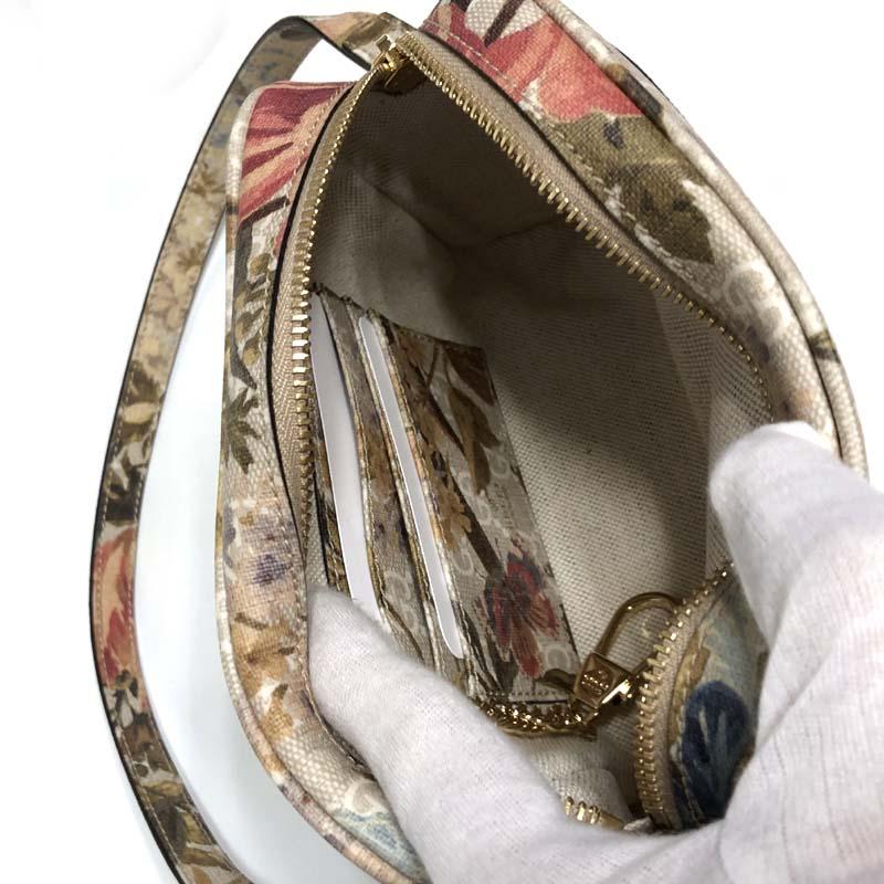 GUCCI Ophidia GG Mini Shoulder Bag Beige Brown Canvas Leather