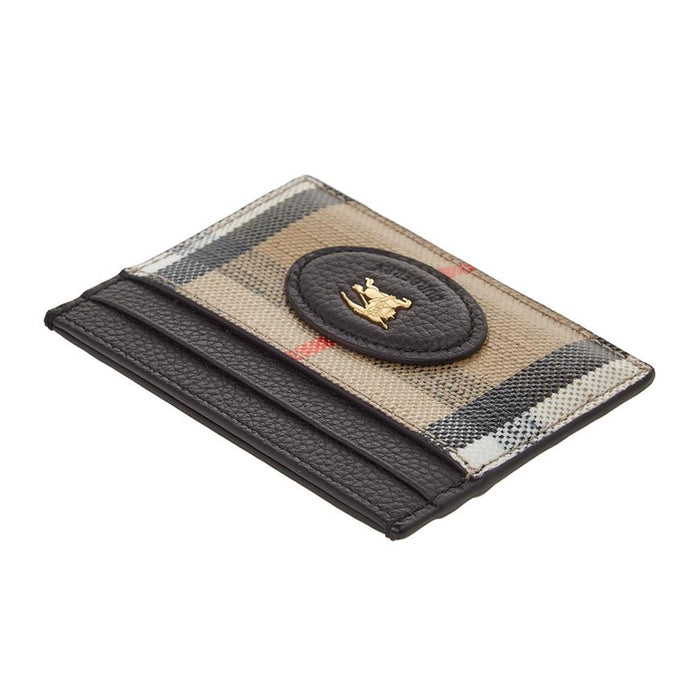 BURBERRY Highlands Leather Card Case Wallet Black Women