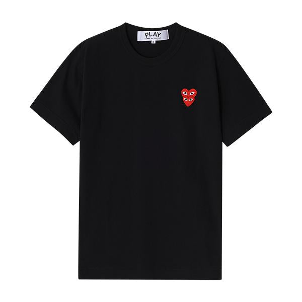 Comme des Garcons Play Red Double Heart Patch Unisex Short Sleeve AX T288 051 1