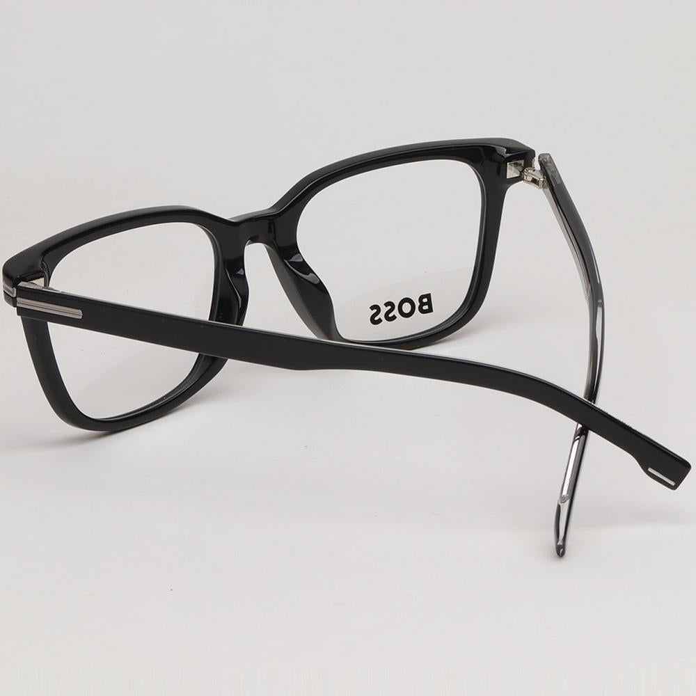HUGO BOSS Black Rectangle Acetate Eyeglass Frames Asian Fit Unisex BOSS1541F 807