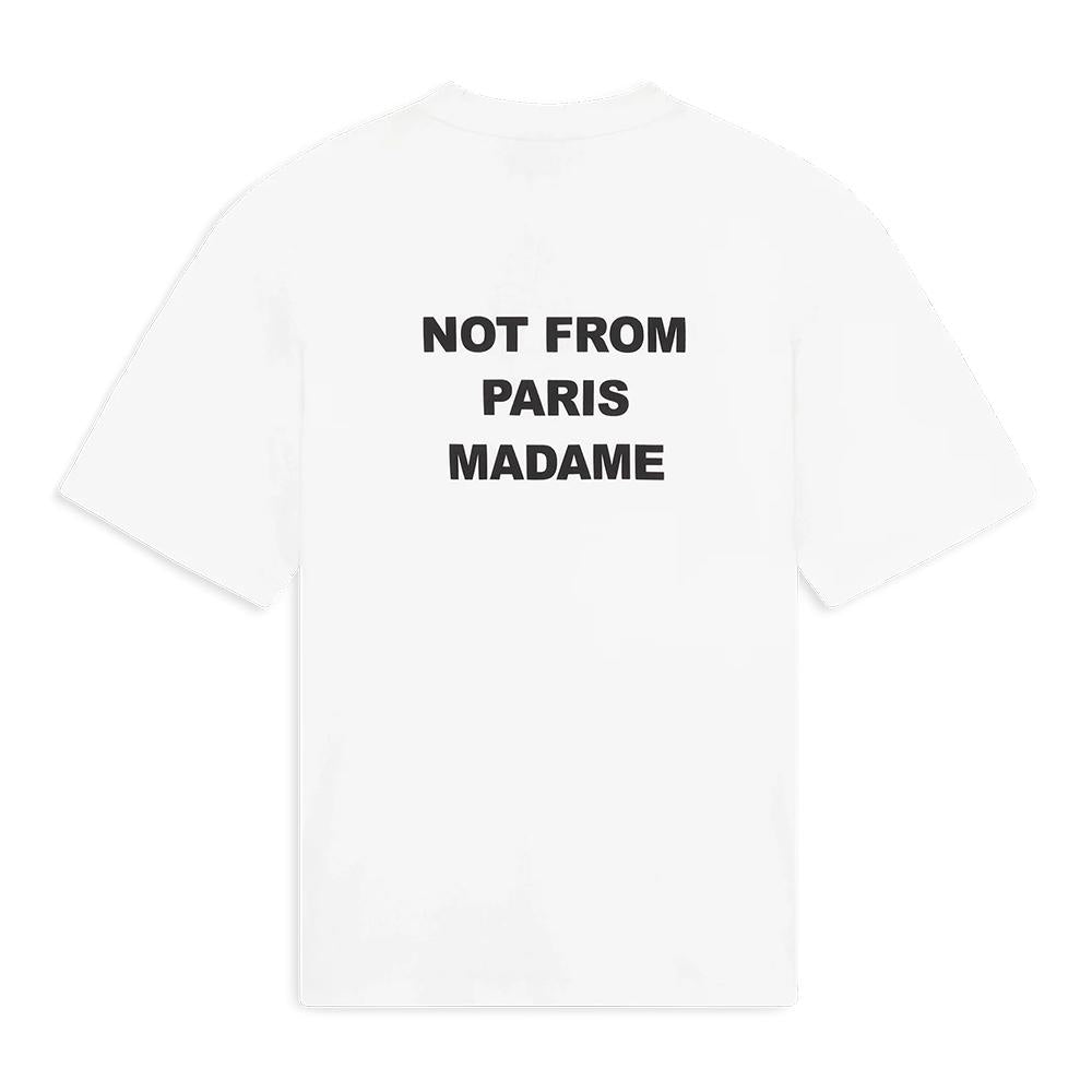 DROLE DE MONSIEUR White Slogan Crewneck Short Sleeve T-Shirt PERMTS203 CO002 OPW