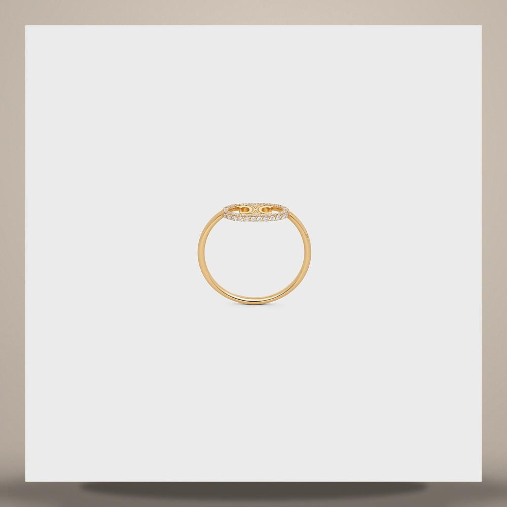 CELINE Yellow Gold Diamond Maillon Triomphe Ring 46Y166GYD 37YW