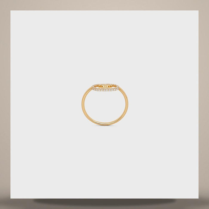 CELINE Yellow Gold Diamond Maillon Triomphe Ring 46Y166GYD 37YW