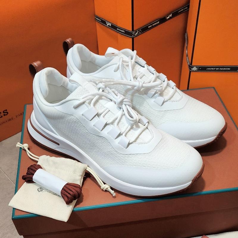 Loro Piana Suede Calfskin Weekend Walk Low-Top Sneakers White