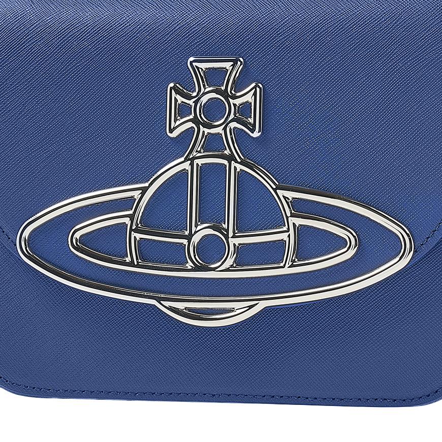 Vivienne Westwood Saffiano Linda Crossbody Bag Navy Leather