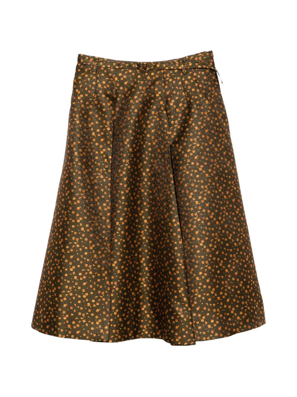 PRADA Black Wool Blend Midi Skirt