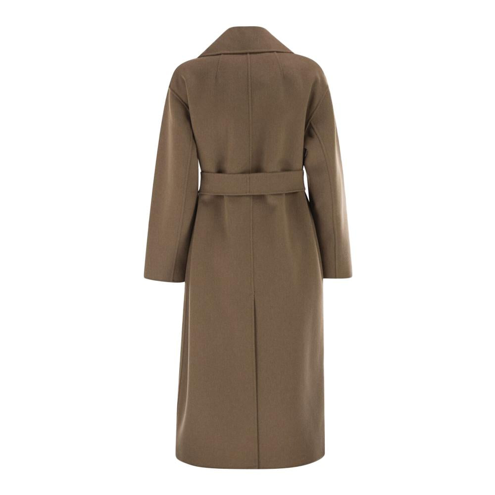 Max Mara Dark Wood Virgin Wool Robe Coat 2619011091 098
