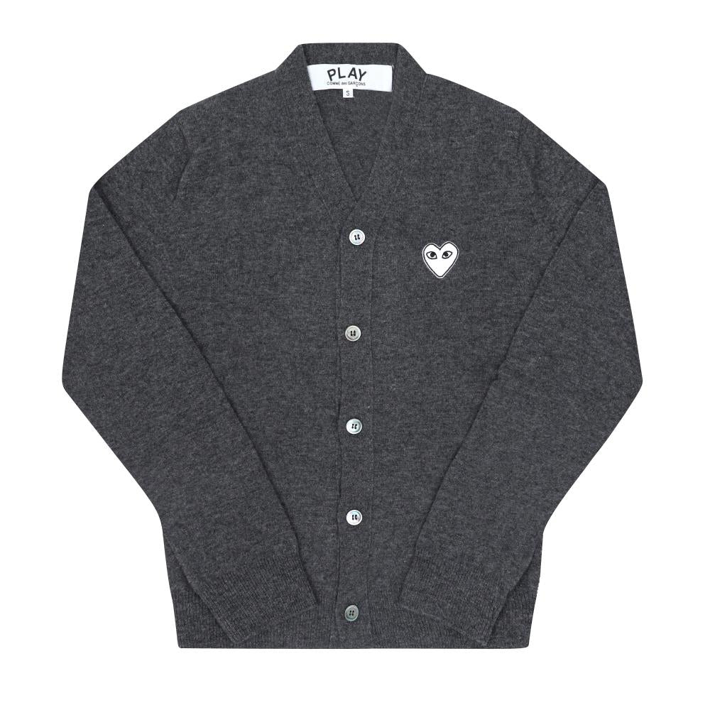 Comme des Garcons White Heart Patch Play Cardigan Unisex Knit AX N062 051 3