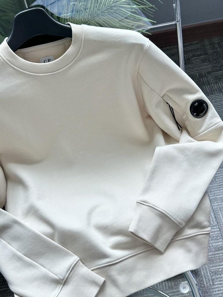 CP Company Lens Patch Crewneck Sweatshirt Cream Unisex