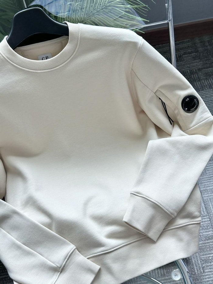 CP Company Lens Patch Crewneck Sweatshirt Cream Unisex