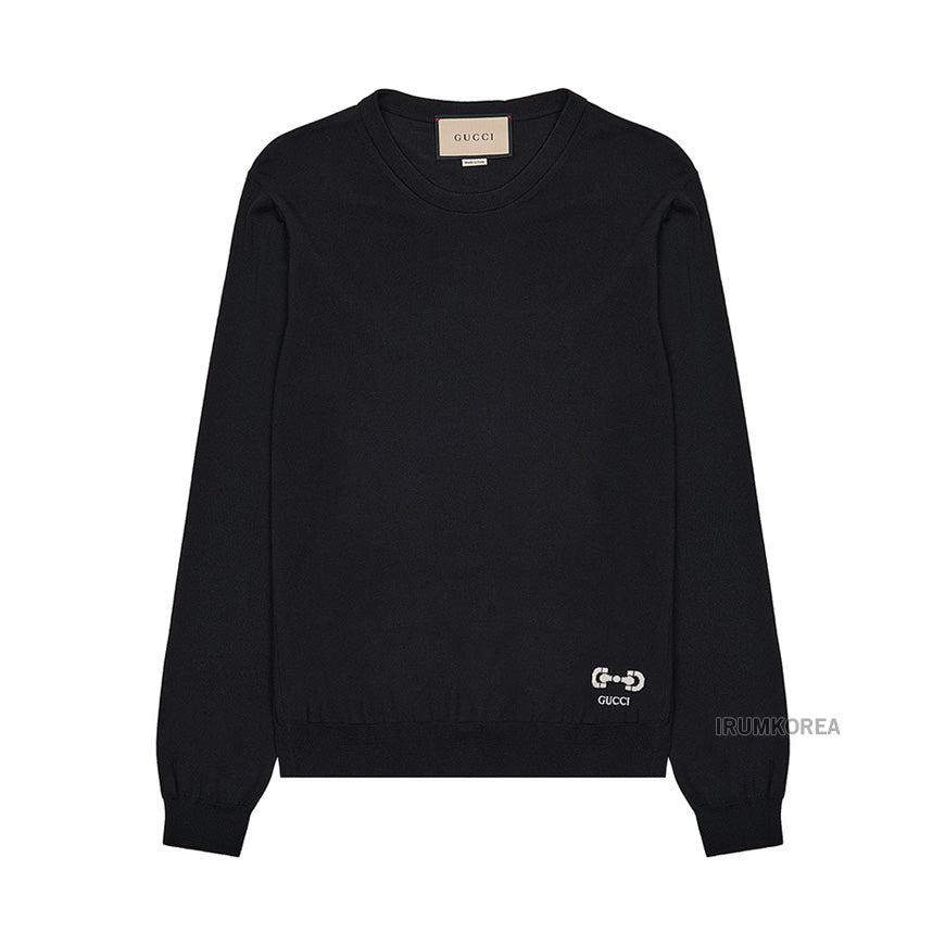GUCCI Women's Logo Embroidered Wool Crewneck Sweater 731063 XKCZ3 1043