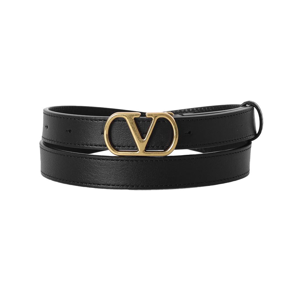 VALENTINO Garavani V Logo Leather Belt Black Women’s Accessory