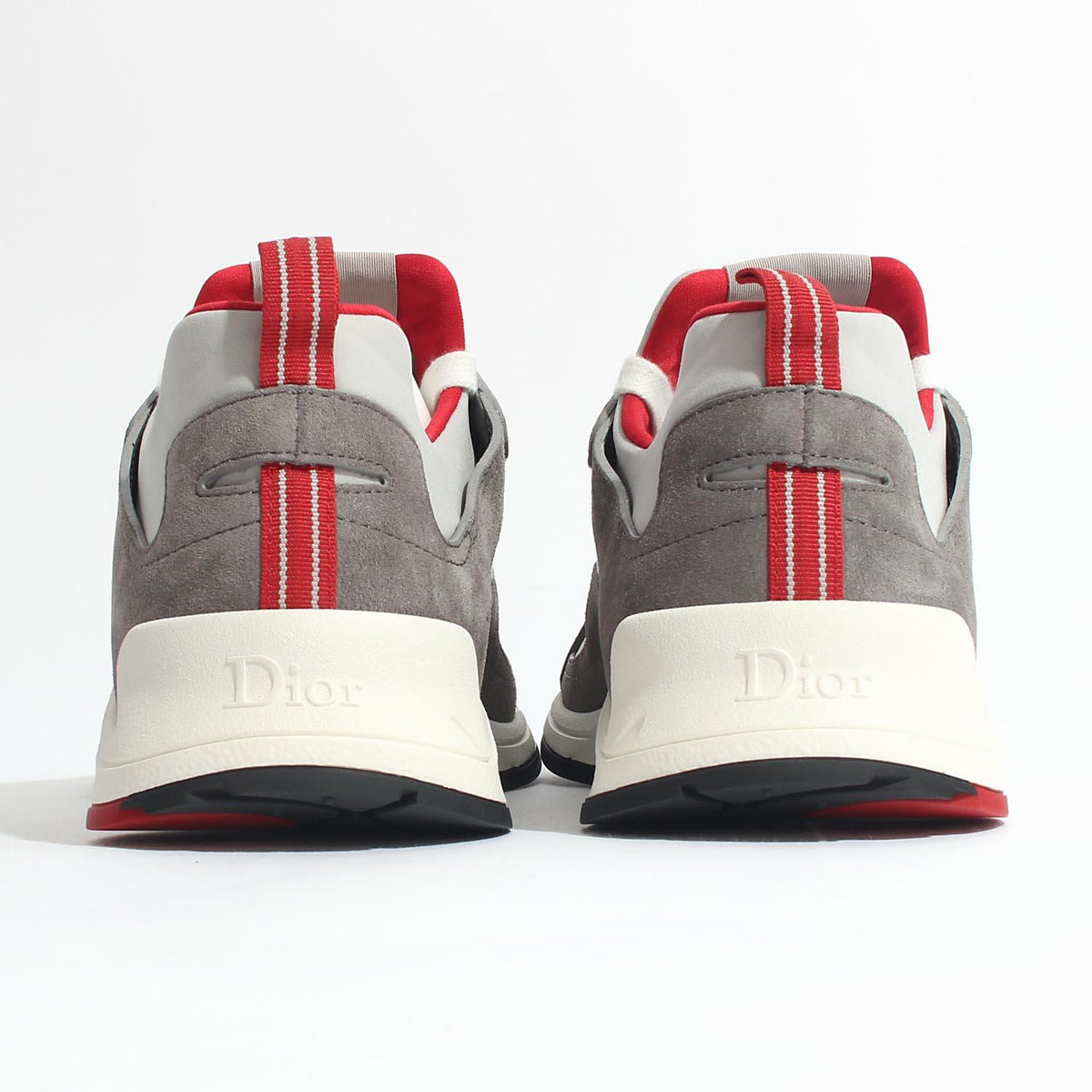 DIOR Grey Red Mile Low-Top Sneakers