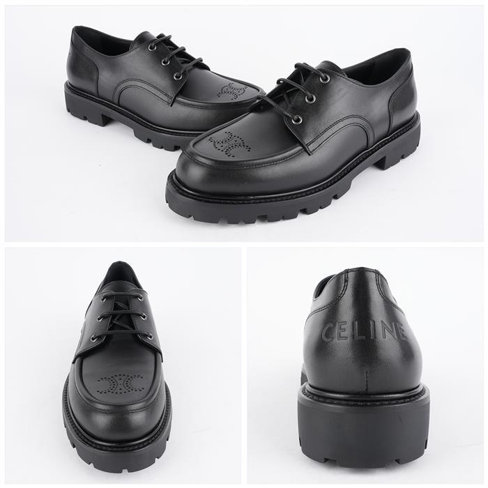CELINE Shiny Bullskin Margaret Derby Loafers Black Men’s