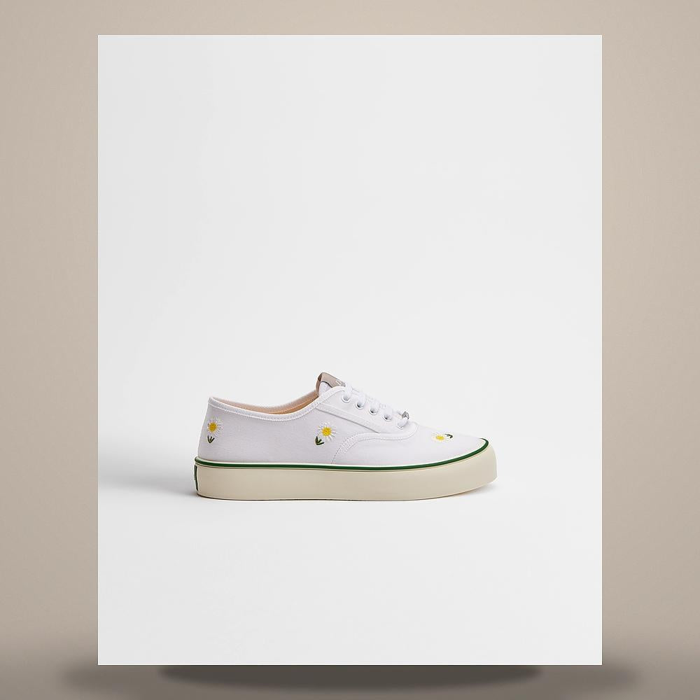 DIOR White Cotton Multicolor Daisy Embroidered Low-Top Sneakers 3SN348ACX H000