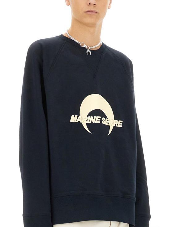 Marine Serre Navy Long Sleeve Sweatshirt UST019 ACJER0013 BL90