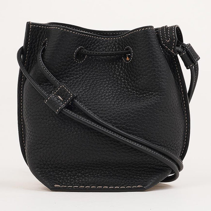 Tods Micro Bucket Shoulder Bag Black Leather Women