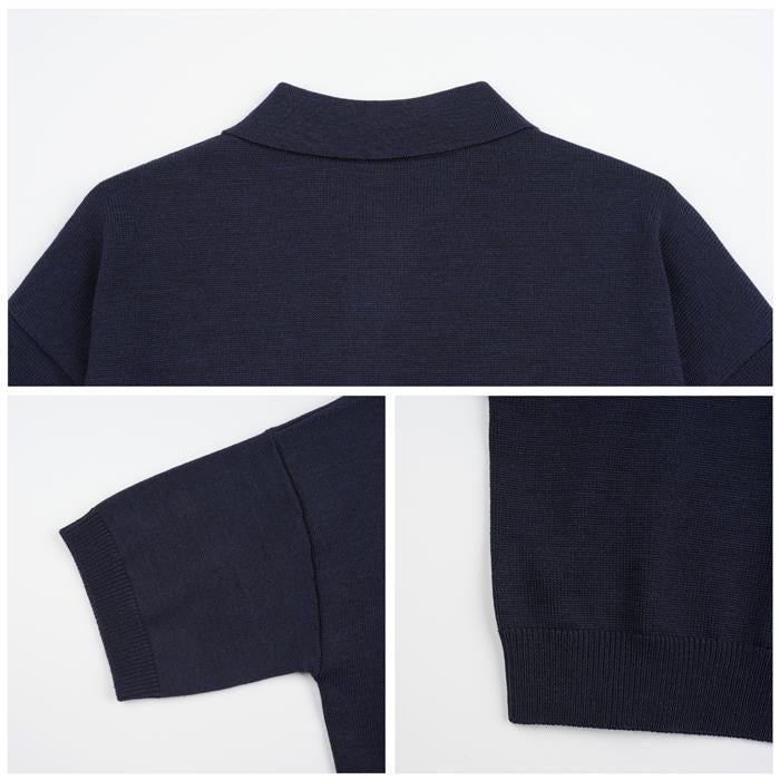 CELINE Triomphe Wool Polo Short Sleeve Crop T-Shirt 2AH22322U 07MR