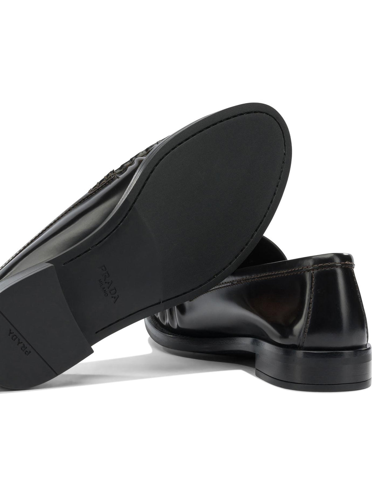PRADA Black Leather Loafers